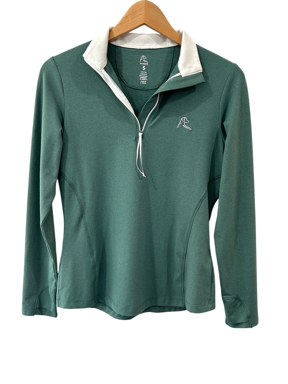Rhoback women’s Performance Q-Zip Pullover quarter zip S green heather golf